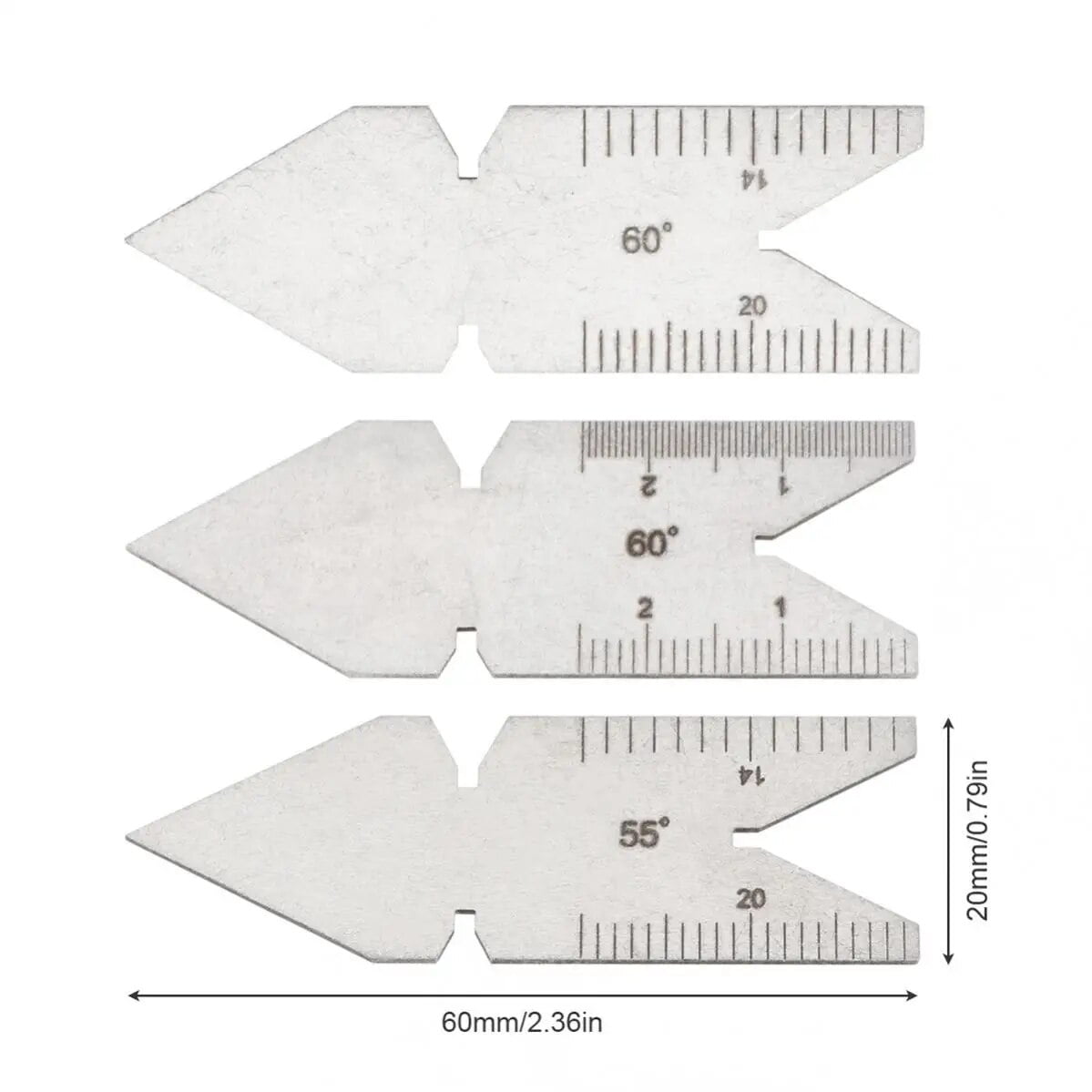 3pcs/set Center Gauge Whitworth 55°/ US 60°/Metric 60° Angle Degrees