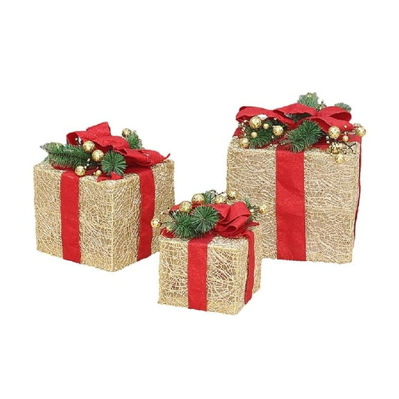 3pcs/set Christmas Gift Boxes Outdoor Present Decoration Under The Tree Package for Indoor Holiday Party Wedding Home