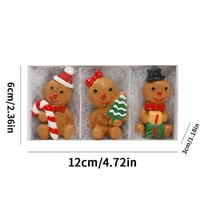 3pcs/set Cute Gingerbread Figurine Cartoon Gingerbread Ornament For Desk Table Fireplace Cabinet Decor Christmas Gifts