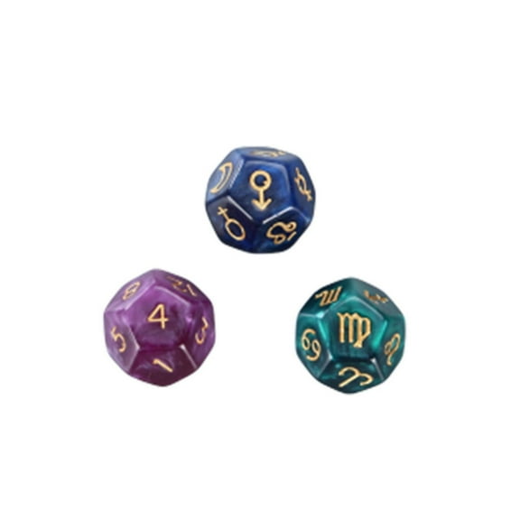 3pcs/set Dichromatic D12 Polyhedral Astrology Dices for