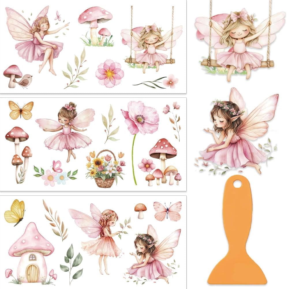 3pcs/set Fairy Mushroom Rub on Transfers for Furniture and Crafts 12x6 ...