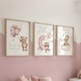 thumbnail image 1 of 3pcs/set Modern Fashion Wall Art Set, Pink Nursery Decoration Poster, Teddy Bear Stars Moon Balloons Clouds Print Decorative Wall Painting, Nursery Decoration Wall Painting, Suitable for Girls Bedro, 1 of 4