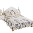 thumbnail image 1 of 3pcs/set Ruffle-pleated Bed Skirt Bed Sheet Pillow Cases Breathable Bedding Set (1.8M Bed), 1 of 1