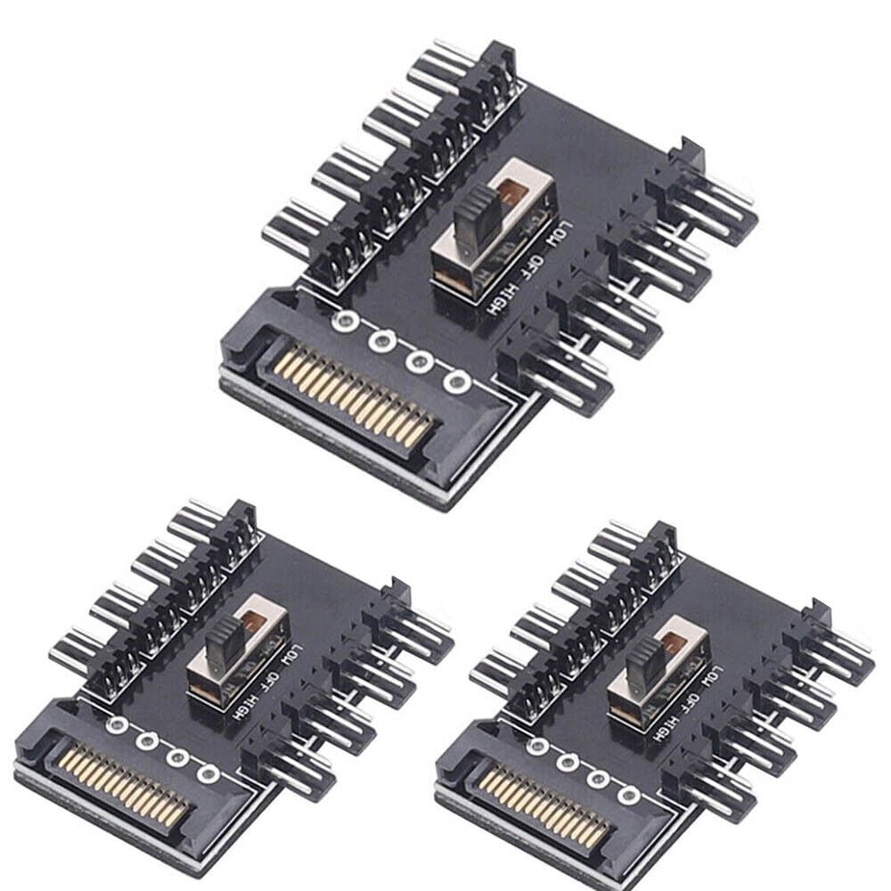 3pcs/set Splitter Cooling Fan Hub PC SATA 1 to 8 3Pin 12V Power Socket ...