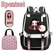 3pcs/set Student Nezuko Schoolbag Lunchbag Pencase