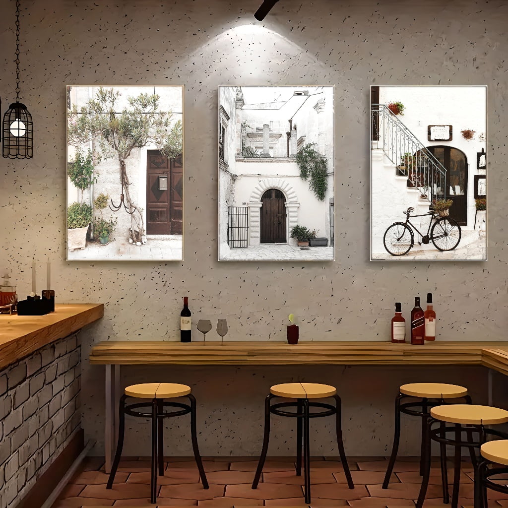 3pcs/set Wrapped Canvas Painting Set, Vintage Artwork, Pine Wood Frame ...