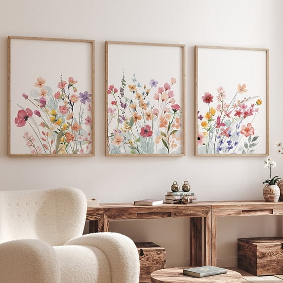 3pcs set of bohemian style room wall decor, wildflower poster decor, floral girl bedroom decor, vintage floral plant prints, home decor living room bedroom decor posters - unframed, 2D Flat, Perfect