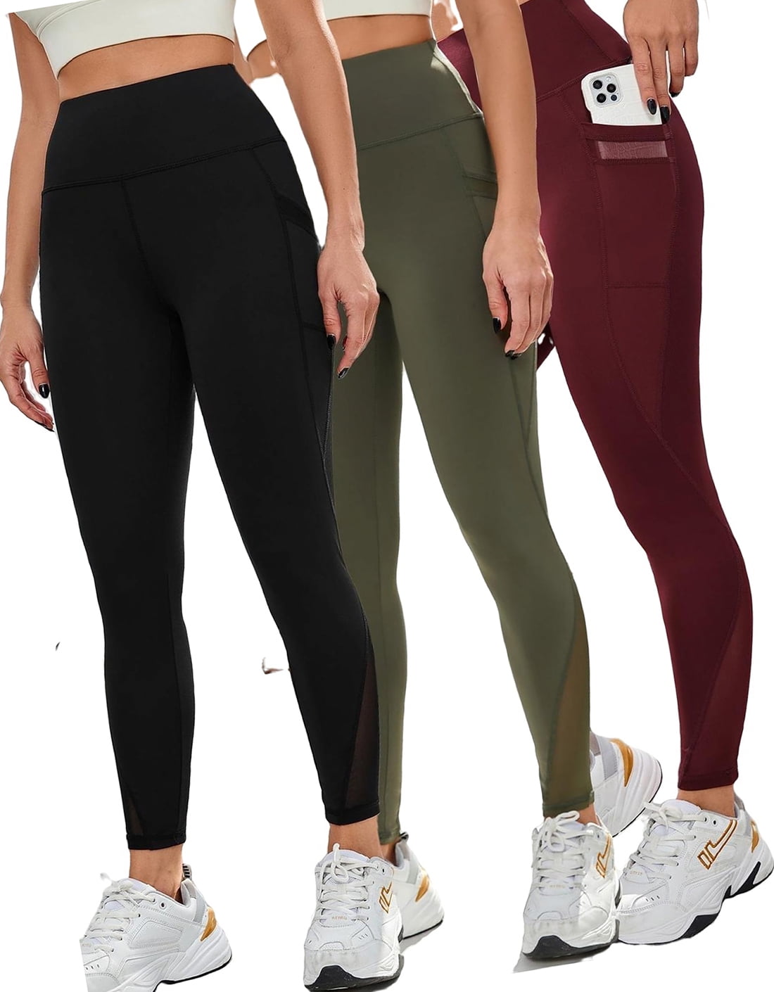3pcsActive Bottoms Women's Sports Leggings With Phone Pocket