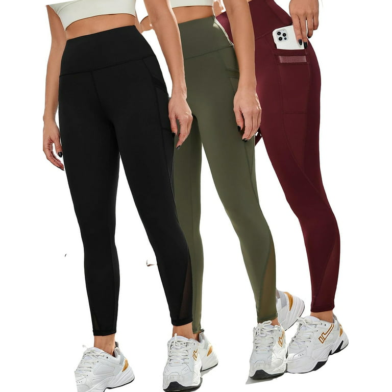 3pcsActive Bottoms Women's Sports Leggings With Phone Pocket