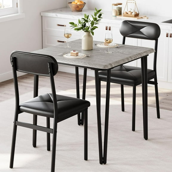 3piece Dining Table Set for 2, Kitchen Table with Upholstered 2 Chairs for Kitchen Room and Small Spaces