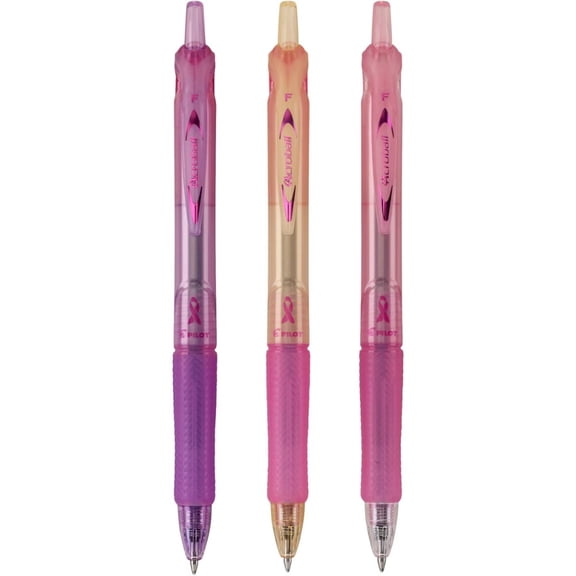 3pk Acroball Breast Cancer Awareness Ballpoint Pens Fine Point 0.7mm Black Ink