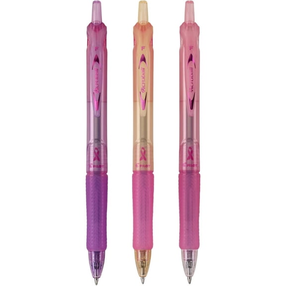 3pk Acroball Breast Cancer Awareness Ballpoint Pens Fine Point 0.7mm Black Ink
