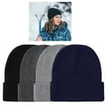 thumbnail image 1 of 3pk Beanie Hat Cap Plain Ski Skully Cuff Winter Warm Men Women Solid Color Beany, 1 of 5
