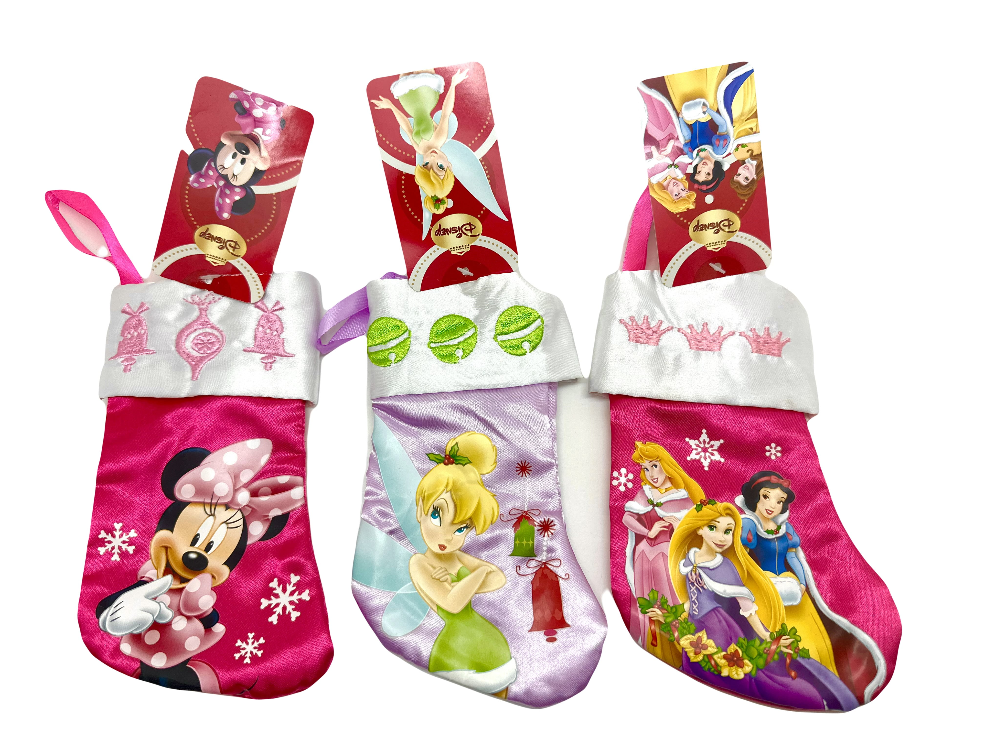 3pk Disney Happy Holiday Stocking Minnie Mouse Tinkerbell And Princess
