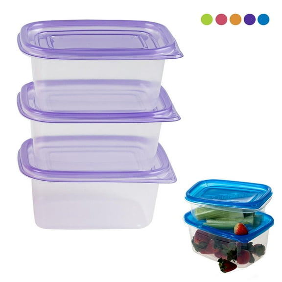 3pk Food Storage Container Freezer Microwave Dishwasher Safe Lids Lunch BPA FREE