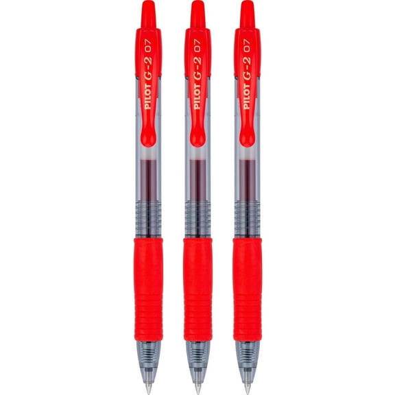 Pilot 3pk G2 Gel Pens Fine Point 0.7mm Red Ink