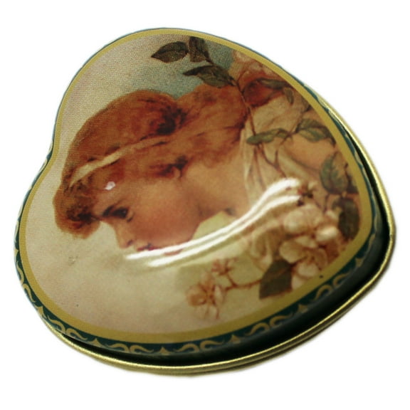 3pk Young Woman Profile Shot Green Colored Heart Shaped Pill Box