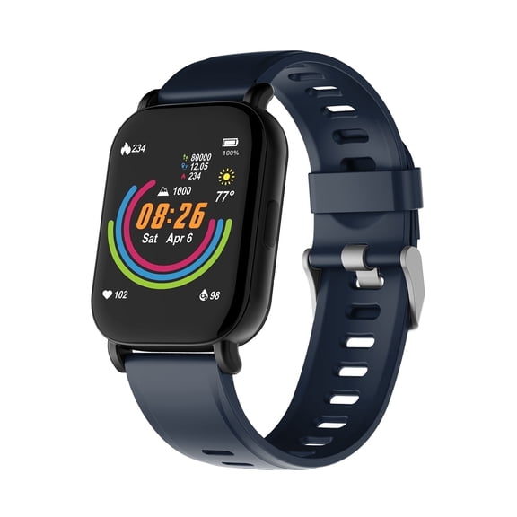 3plus Vibe Pro Smartwatch for Android iPhone, Multiple Sports Modes, Sleep Monitor, IP68 Waterproof, GPS, Navy Blue Band