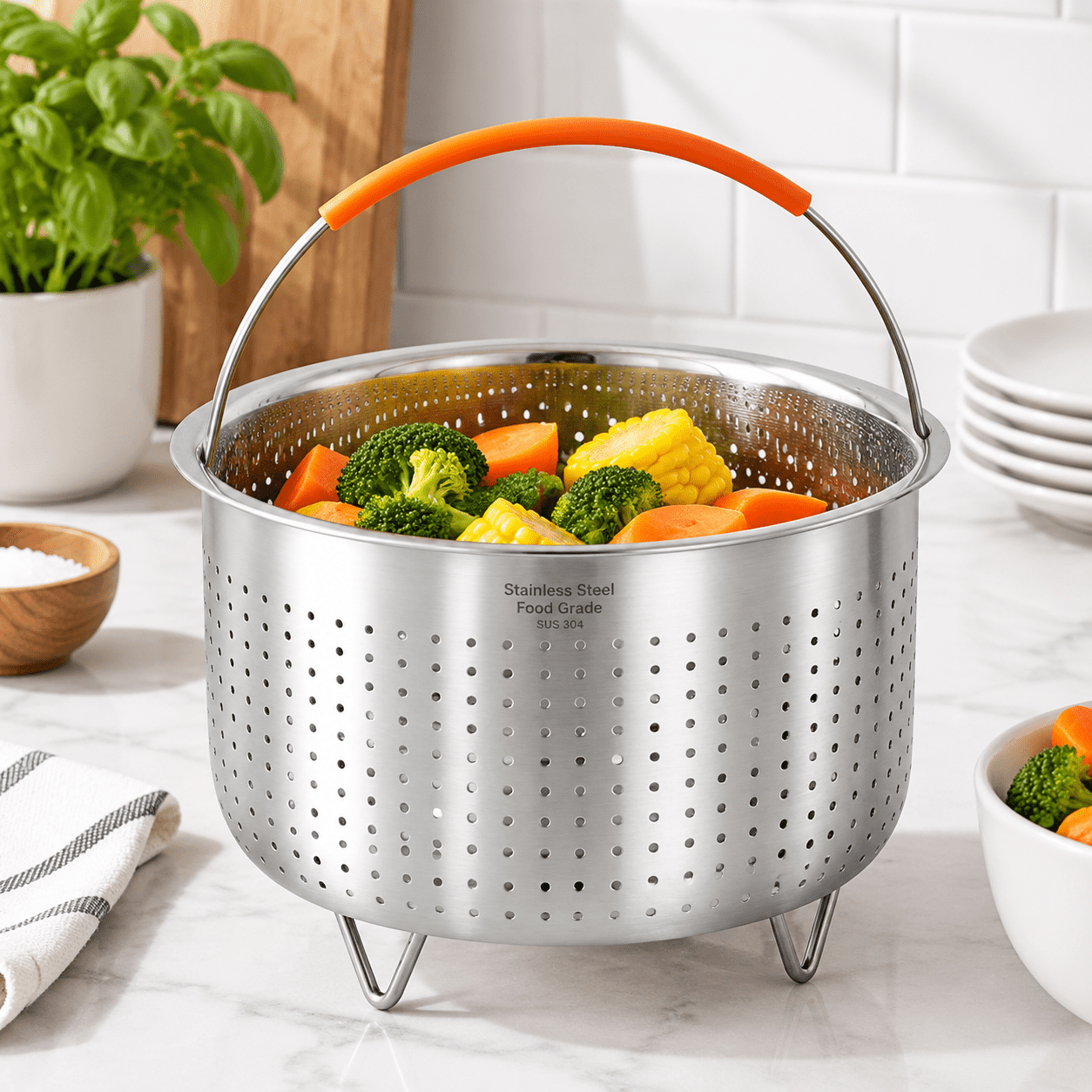 3qt Food Grade Stainless Steel Steamer Basket for Vegetable Pots ...