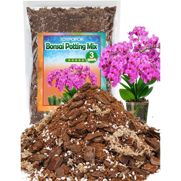 3qt Orchid Potting Mix with Moss Pine Bark Mulch Perlite Stone & Coco Peat Natural Ingredients, Orchid Repotting Kit Drainage Indoor Potting Medium Great for Plant Root Climbing & Expanding