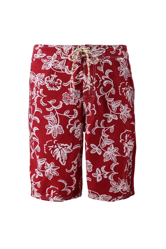 Men’s Premium Surf Board Shorts Summer Swimwear Beach Swim Trunks (Red - 3M31WZ012, 32)