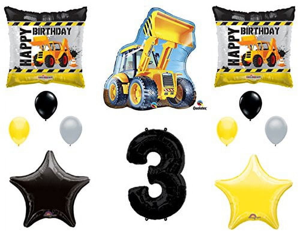 C & S PARTY SUPPLY 3rd BIRTHDAY CONSTRUCTION Balloons Decoration Supplies Party Boy Dump Truck Bulldozer Third