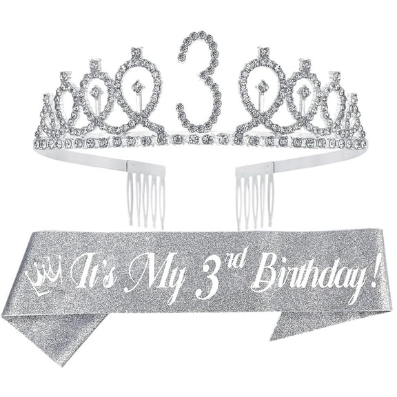 3rd Birthday, 3rd Birthday Gift, 3rd Birthday Tiara, 3rd Birthday Crown, 3rd Birthday Tiara for Girl, 3rd Birthday Tiara and Sash, 3rd Birthday Sash, 3rd Birthday Decorations for Girls , elsa hair