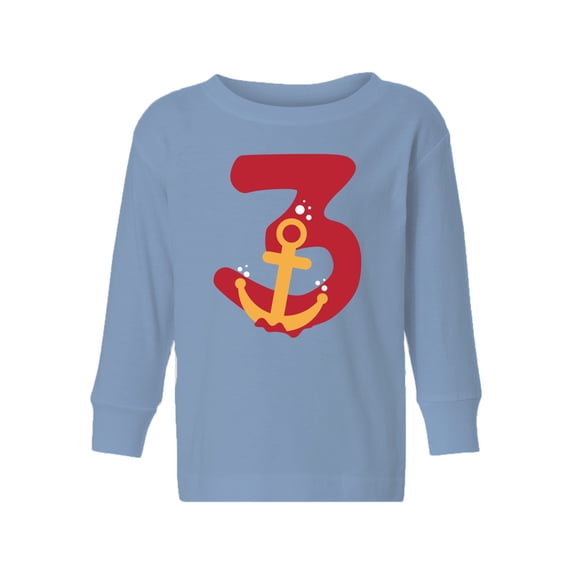 3rd Birthday Anchor Toddler Long Sleeve Shirt I'm Three Boys Shirt Girls T-Shirt Anchor Three Kids T-Shirt