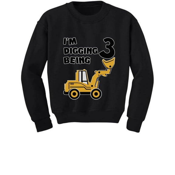 3rd Birthday - Bulldozer Construction Party Toddler Toddler/Kids Sweatshirts 4T Black