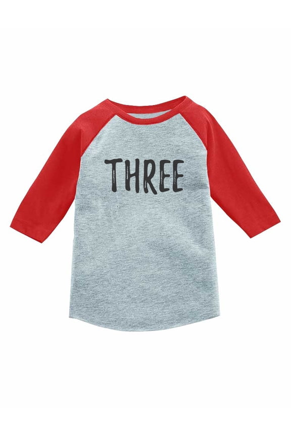 3rd Birthday Gift For 3 Year Old Child 3/4 Sleeve Baseball Jersey Toddler Shirt 3T Red