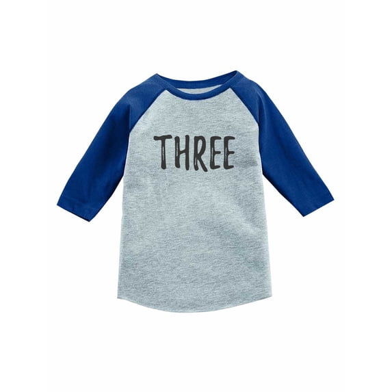 3rd Birthday Gift For 3 Year Old Child 3/4 Sleeve Baseball Jersey Toddler Shirt 5T Blue