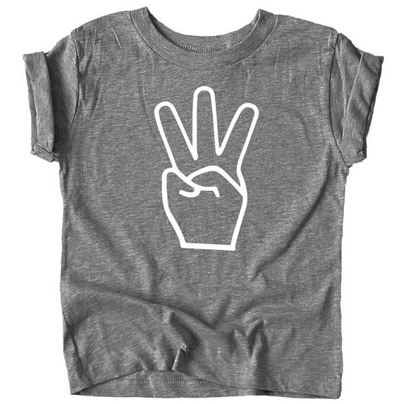 3rd Birthday Hand with Three Fingers T-Shirts for Girls and Boys Third Birthday Outfit Granite Heather Shirt 5-6
