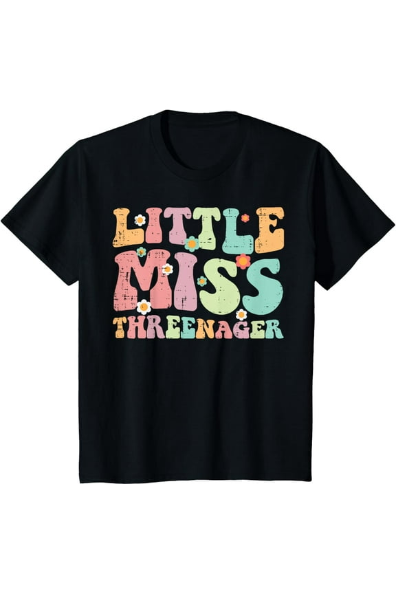3rd Birthday Little Miss Threenager 3 Year Old Bday Girls T-Shirt