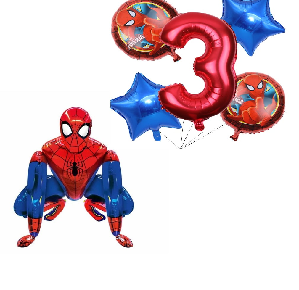 3rd Birthday Boy Spiderman Foil Balloons for Kids Party Supplies Decoration