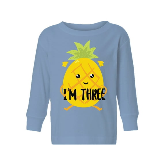 3rd Birthday Pineapple Toddler Long Sleeve Shirt I'm Three Boys Shirt Girls T-Shirt Pineapple Three Kids T-Shirt