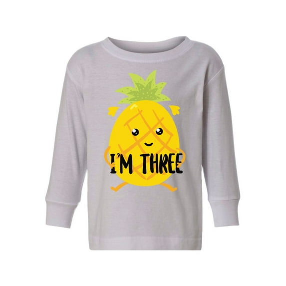 3rd Birthday Pineapple Toddler Long Sleeve Shirt I'm Three Boys Shirt Girls T-Shirt Pineapple Three Kids T-Shirt