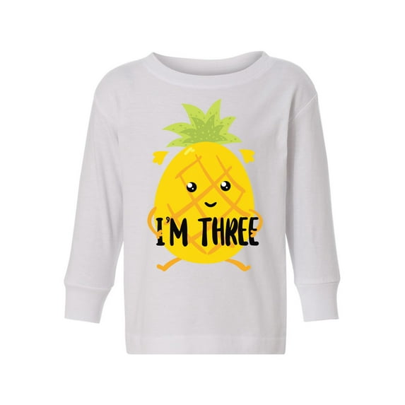 3rd Birthday Pineapple Toddler Long Sleeve Shirt I'm Three Boys Shirt Girls T-Shirt Pineapple Three Kids T-Shirt
