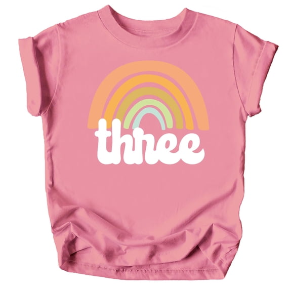 3rd Birthday Rainbow Shirt for Little Girls Retro Third Bday Outfit Mauve Shirt