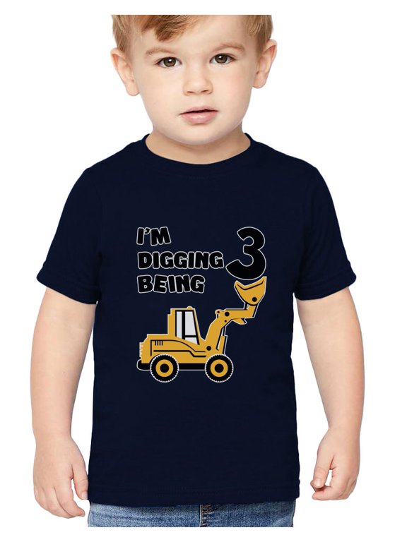 3rd Birthday Shirt Boy 3 Year Old Construction Party Toddler Boys Shirts 4T Navy