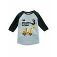 thumbnail image 1 of 3rd Birthday Shirt Construction Party Gift 3 Year Old 3/4 Sleeve Toddler Raglan Shirt Dark Gray 4T, 1 of 11