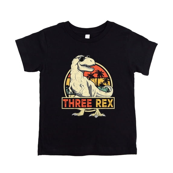3rd Birthday T-Rex Dinosaur Shirt for Boys & Girls - Cool Three Rex Dino Party Tee for Toddler Black Shirt 4T