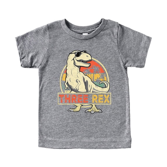 3rd Birthday T-Rex Dinosaur Shirt for Boys & Girls - Cool Three Rex Dino Party Tee for Toddler Granite Heather Shirt 3T