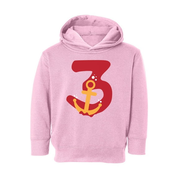 3rd Birthday Toddler Hoodie Anchor Three Boys Girls Cute Hoodie I'm Three Anchor Fleece Hooded Sweatshirt for Kids