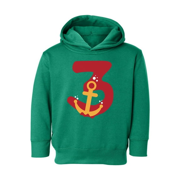 3rd Birthday Toddler Hoodie Anchor Three Boys Girls Cute Hoodie I'm Three Anchor Fleece Hooded Sweatshirt for Kids