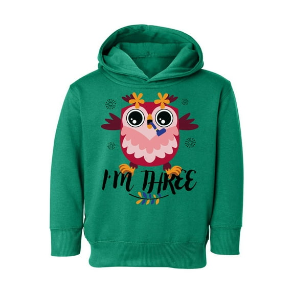 3rd Birthday Toddler Hoodie Owl Three Boys Girls Cute Hoodie I'm Three Owl Fleece Hooded Sweatshirt for Kids
