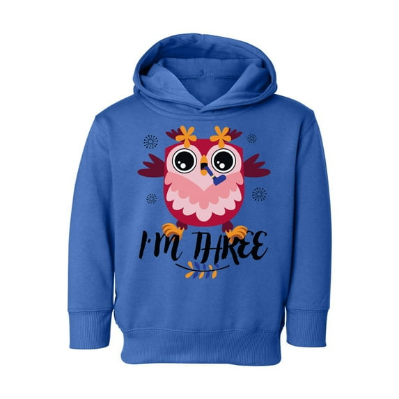 3rd Birthday Toddler Hoodie Owl Three Boys Girls Cute Hoodie I'm Three Owl Fleece Hooded Sweatshirt for Kids