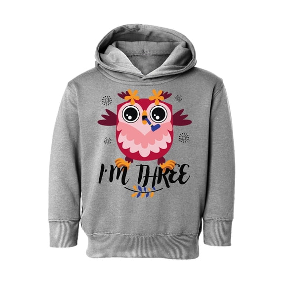 3rd Birthday Toddler Hoodie Owl Three Boys Girls Cute Hoodie I'm Three Owl Fleece Hooded Sweatshirt for Kids