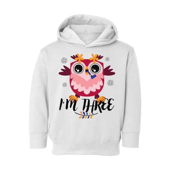3rd Birthday Toddler Hoodie Owl Three Boys Girls Cute Hoodie I'm Three Owl Fleece Hooded Sweatshirt for Kids