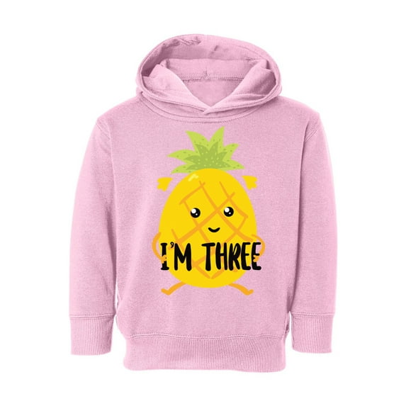 3rd Birthday Toddler Hoodie Pineapple Three Boys Girls Cute Hoodie I'm Three Pineapple Fleece Hooded Sweatshirt for Kids