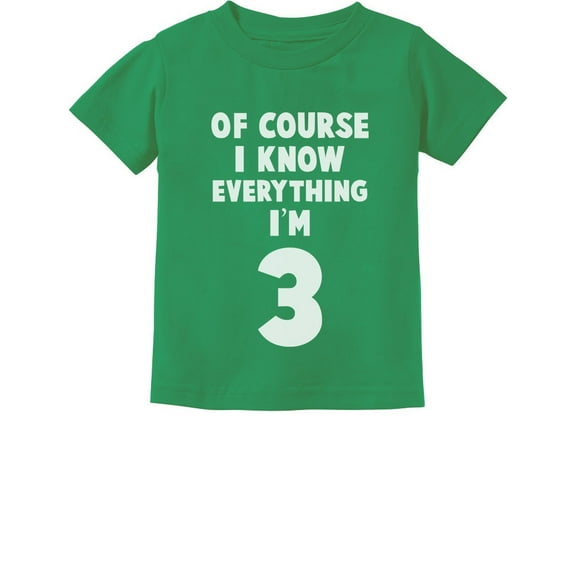 3rd Birthday Tstars Toddler's T-Shirt - "I Know Everything I'm 3" Funny Quote - Ideal Birthday Gift for 3-Year-Old Boys - Comical Party Wear - 100% Cotton Comfort - Unique Kids' Graphic Tee